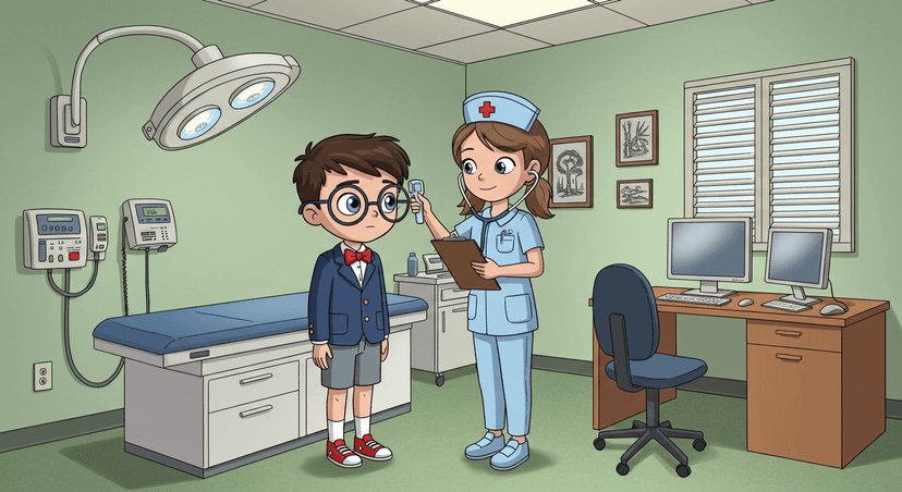 Nurse Helps Check Height, Weight, and Temperature