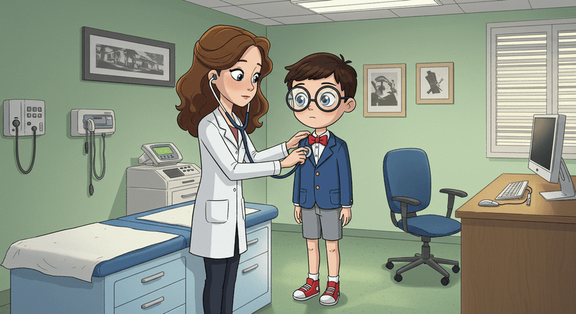 Doctor Examines the Child (Ears, Throat, Heartbeat, etc.)
